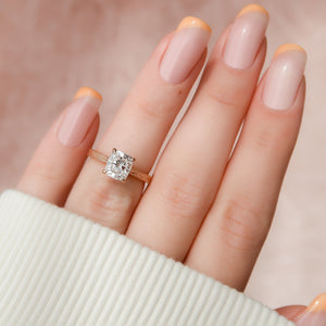 The Elizabeth Set With A 1.5 Carat Elongated Cushion Lab Diamond