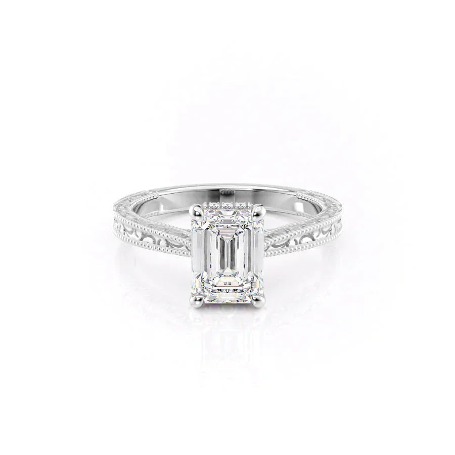 The Elizabeth Set With A 1 Carat Emerald Moissanite