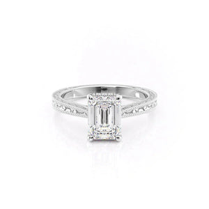 The Elizabeth Set With A 1 Carat Emerald Moissanite