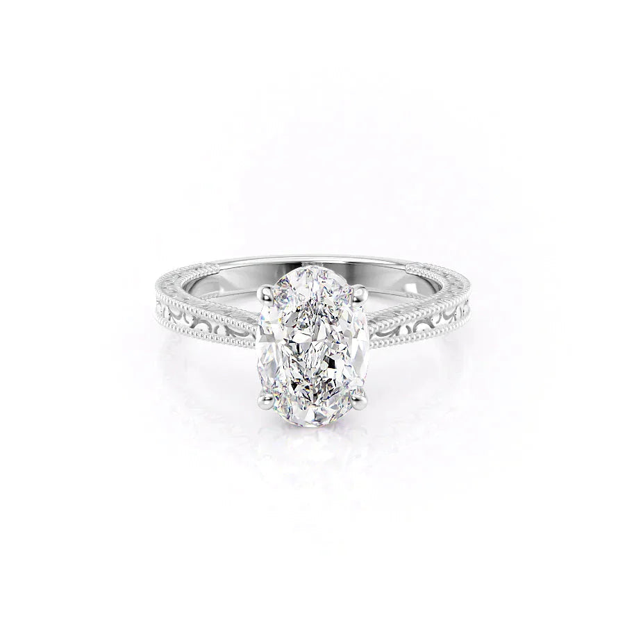The Elizabeth Set With A 1 Carat Oval Moissanite