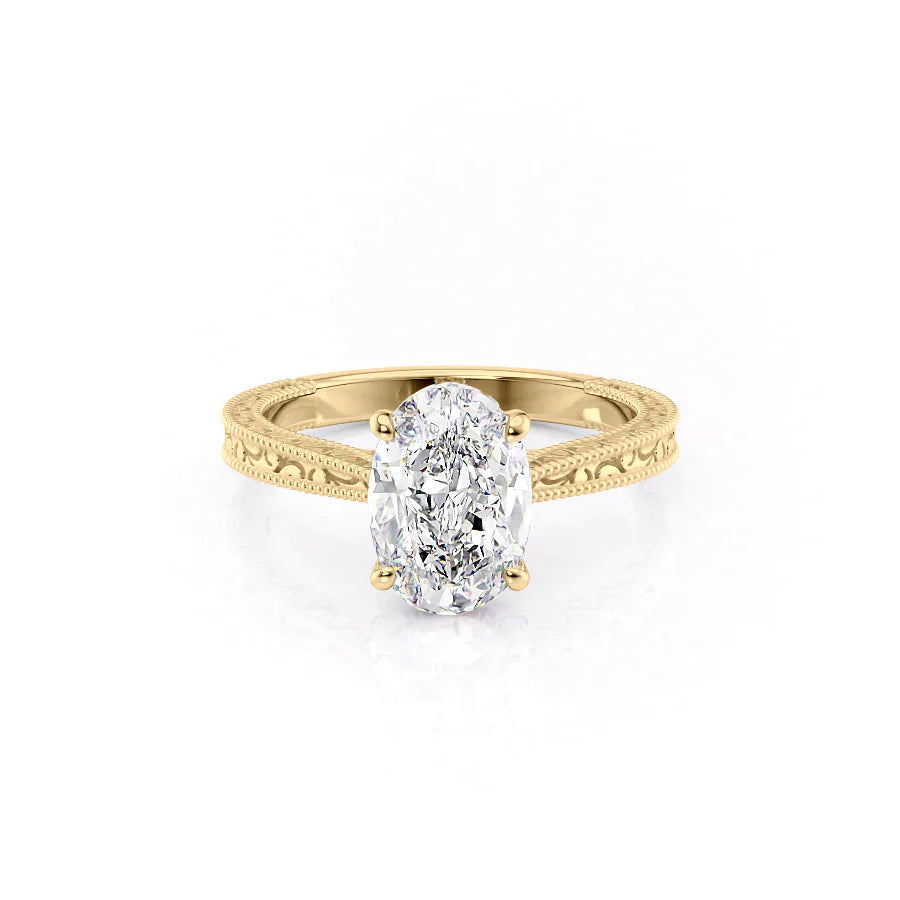 The Elizabeth Set With A 1 Carat Oval Moissanite