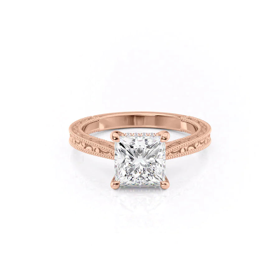 The Elizabeth Set With A 2 Carat Princess Lab Diamond