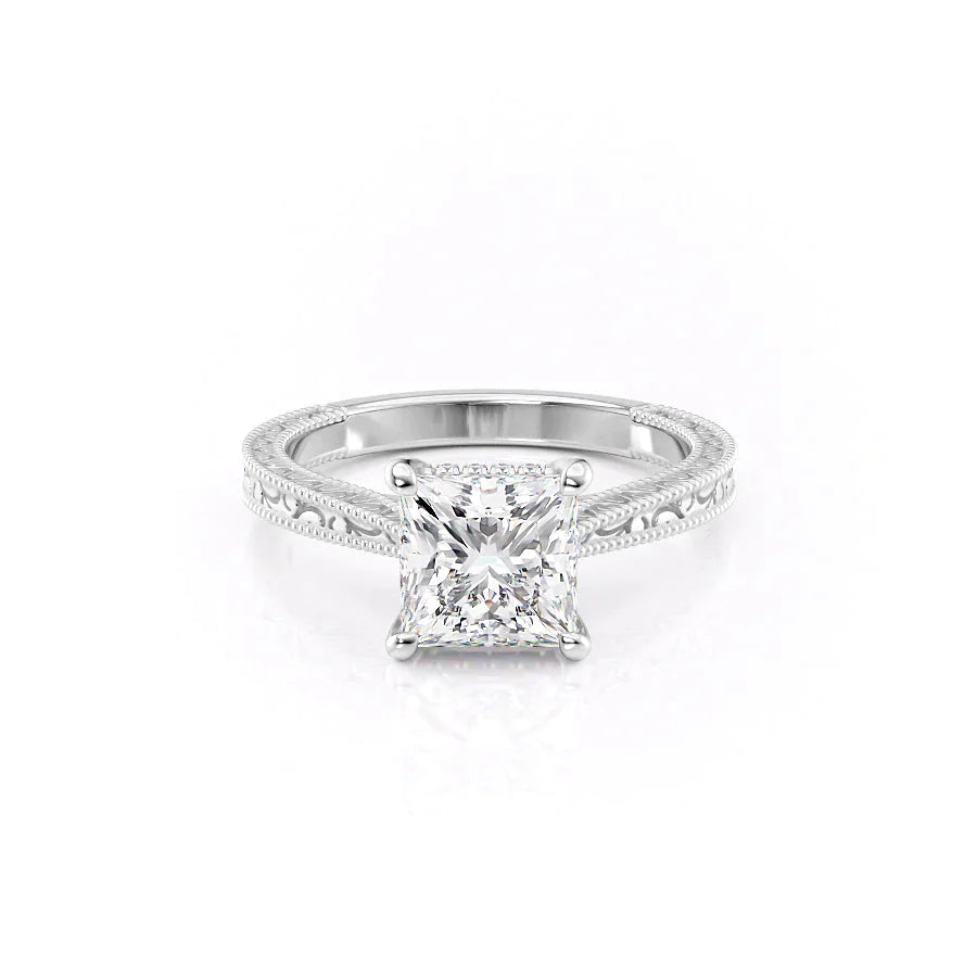 The Elizabeth Set With A 1.5 Carat Princess Lab Diamond