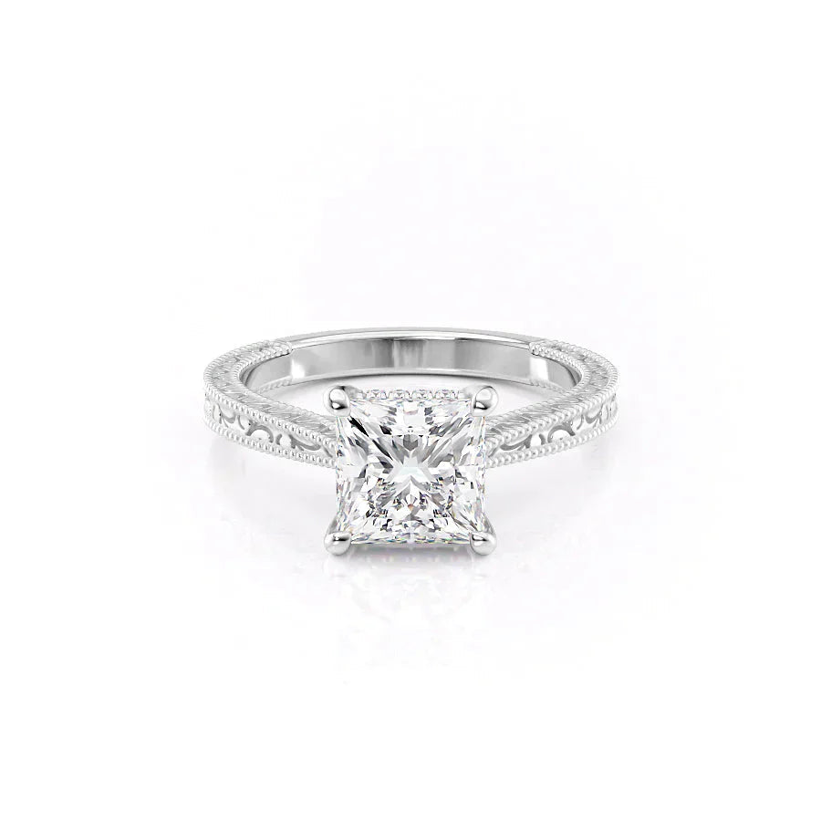 The Elizabeth Set With A 1 Carat Princess Moissanite