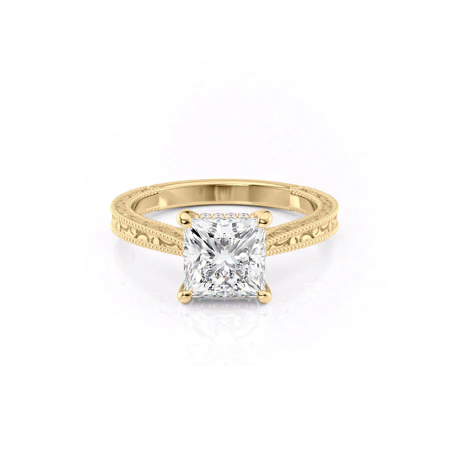 The Elizabeth Set With A 1.5 Carat Princess Lab Diamond