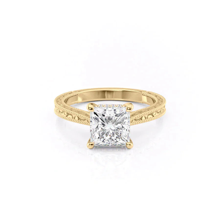 The Elizabeth Set With A 3 Carat Princess Lab Diamond