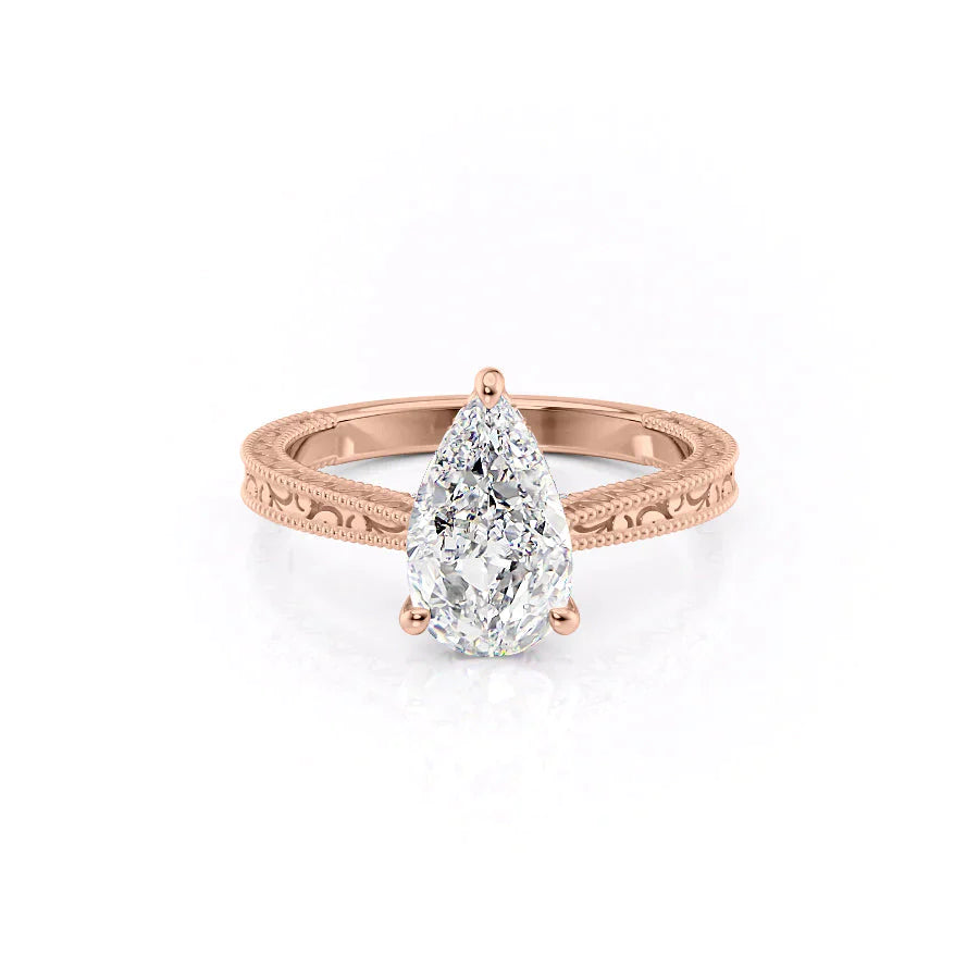 The Elizabeth Set With A 2 Carat Pear Lab Diamond