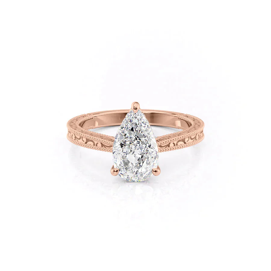 The Elizabeth Set With A 1 Carat Pear Lab Diamond