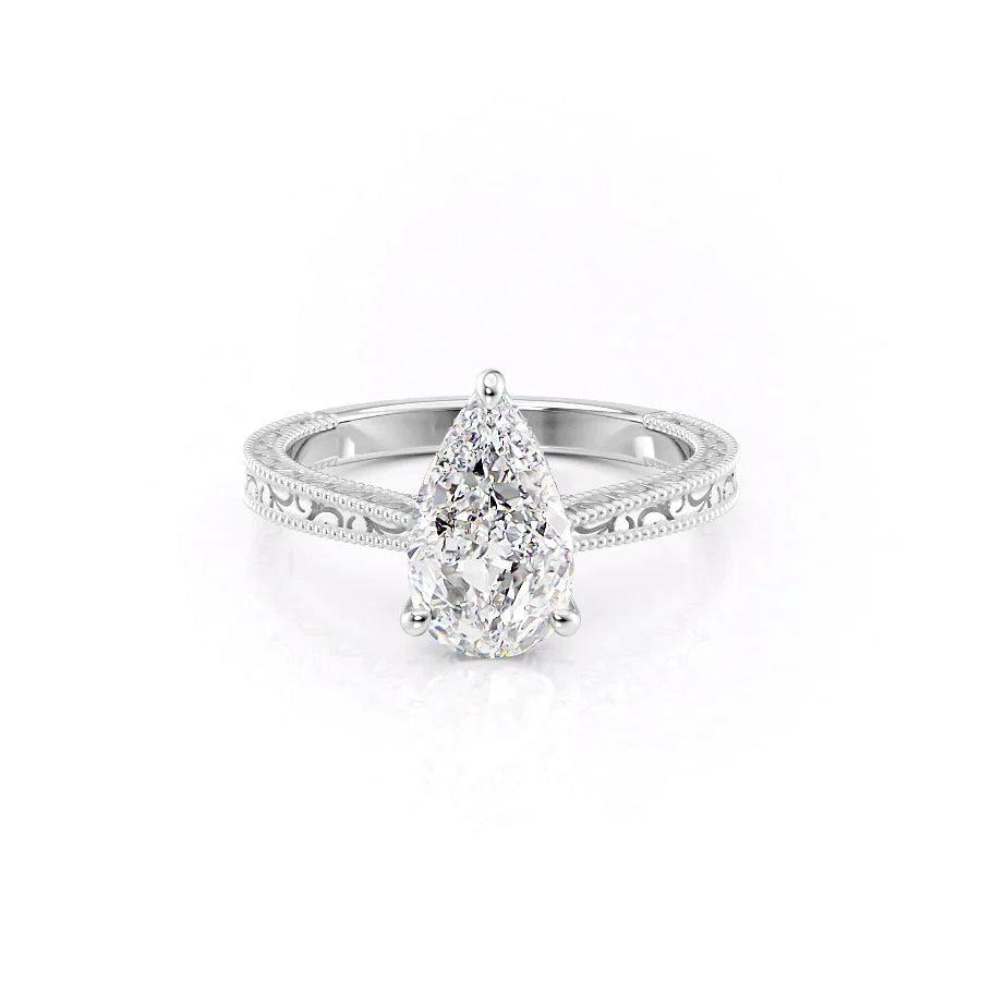 The Elizabeth Set With A 1 Carat Pear Lab Diamond