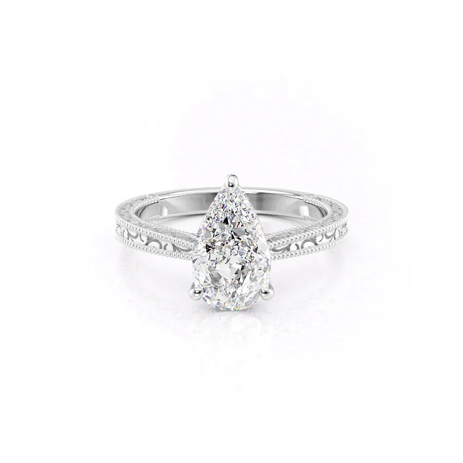 The Elizabeth Set With A 1 Carat Pear Lab Diamond