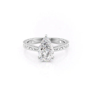 The Elizabeth Set With A 1 Carat Pear Lab Diamond