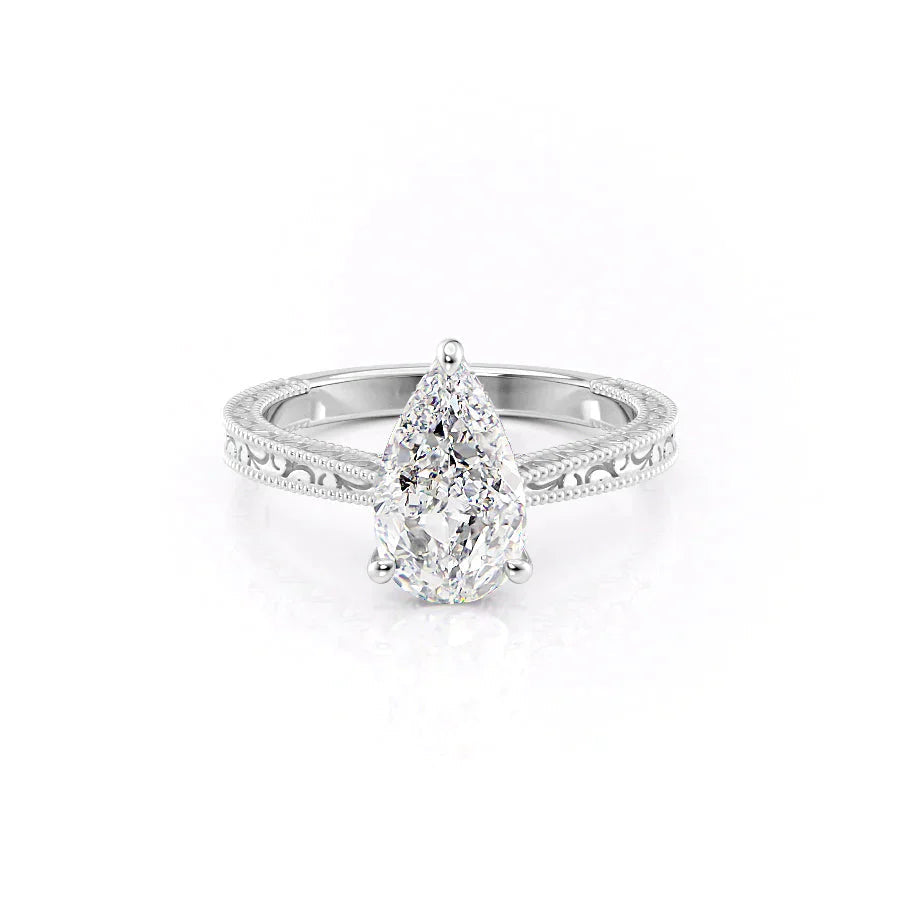 The Elizabeth Set With A 1 Carat Pear Moissanite