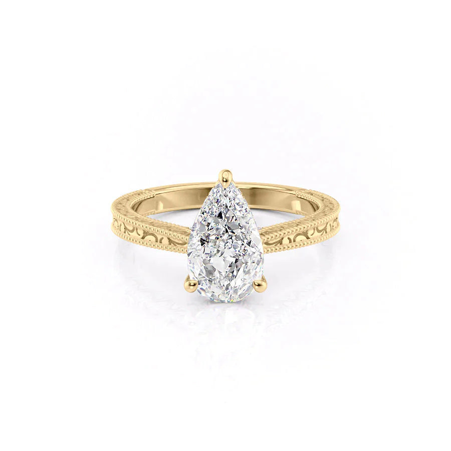 The Elizabeth Set With A 3 Carat Pear Lab Diamond