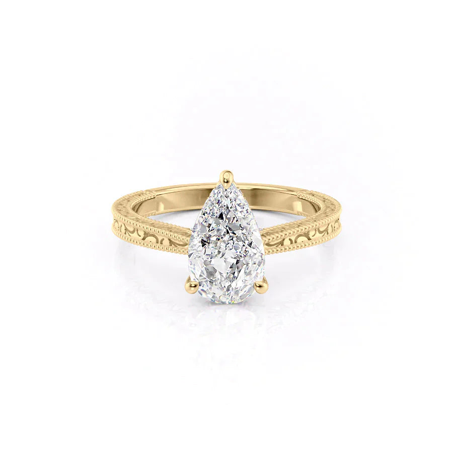The Elizabeth Set With A 2.5 Carat Pear Lab Diamond
