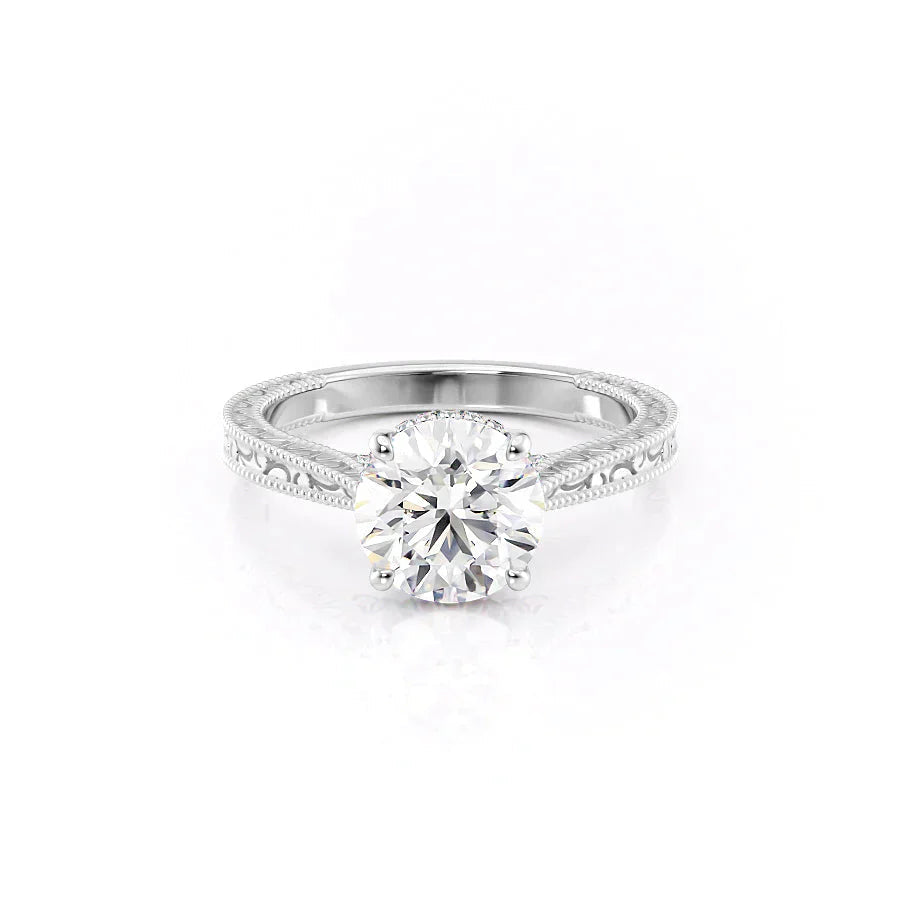 The Elizabeth Set With A 1.5 Carat Round Moissanite