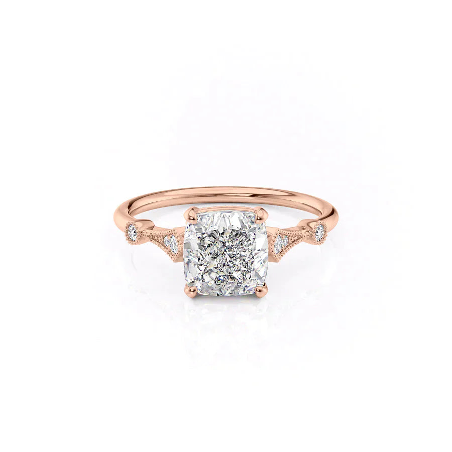 The Amber Set With A 2.5 Carat Cushion Lab Diamond
