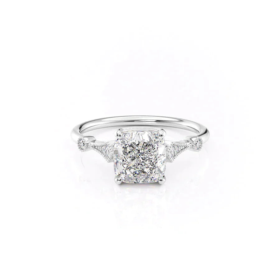 The Amber Set With A 2 Carat Cushion Lab Diamond