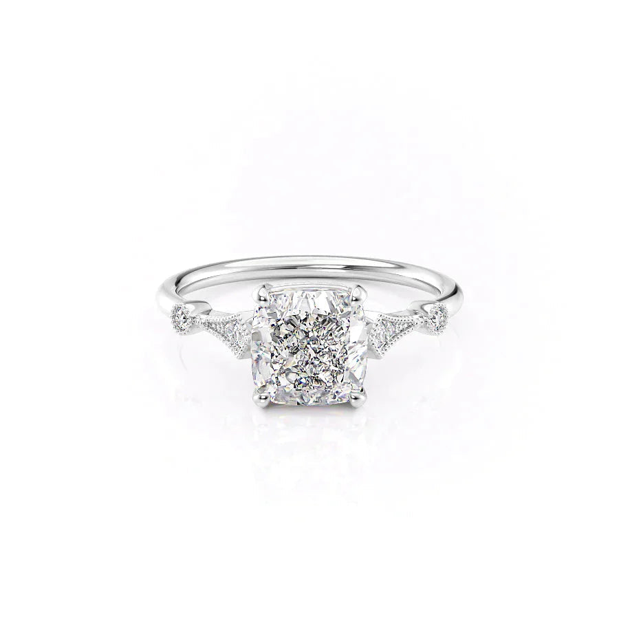The Amber Set With A 1 Carat Cushion Moissanite