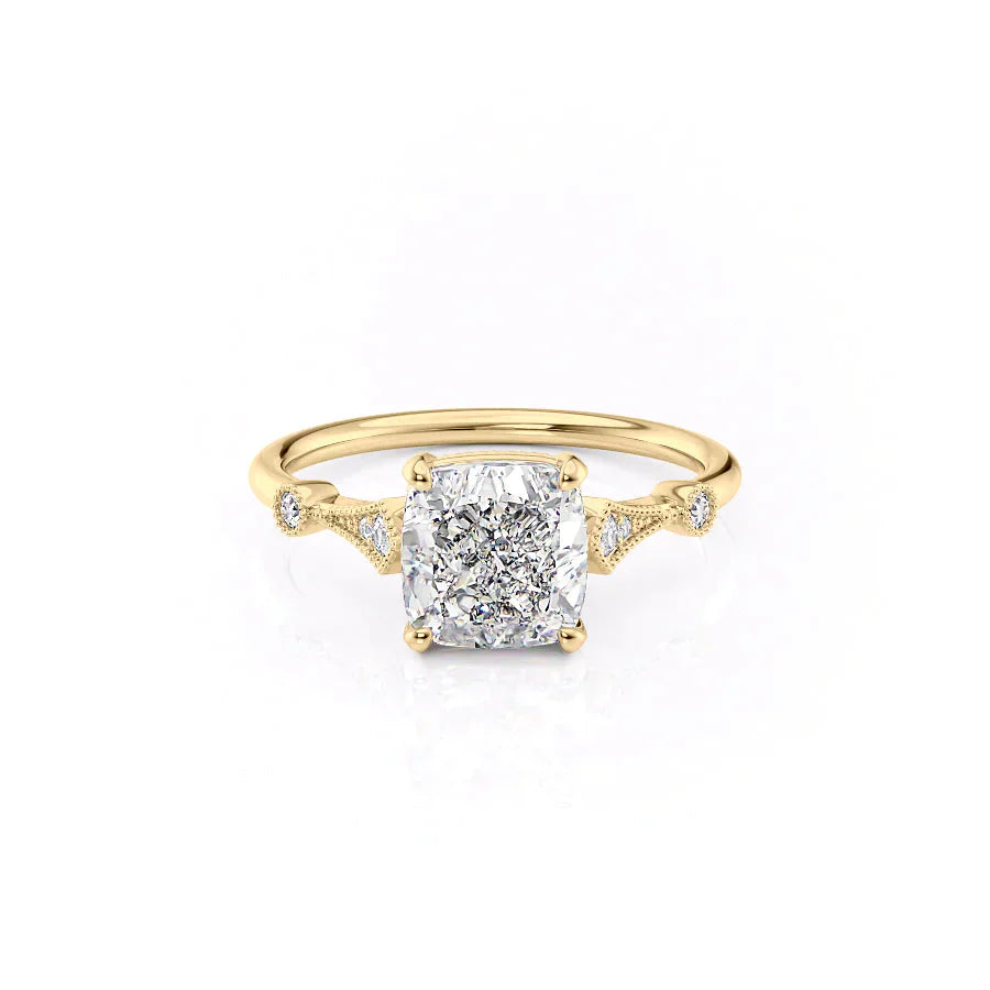 The Amber Set With A 3 Carat Cushion Lab Diamond