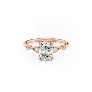The Amber Set With A 1 Carat Elongated Cushion Moissanite