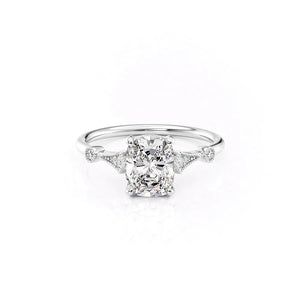 The Amber Set With A 2 Carat Elongated Cushion Lab Diamond