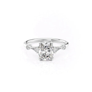 The Amber Set With A 1 Carat Elongated Cushion Moissanite