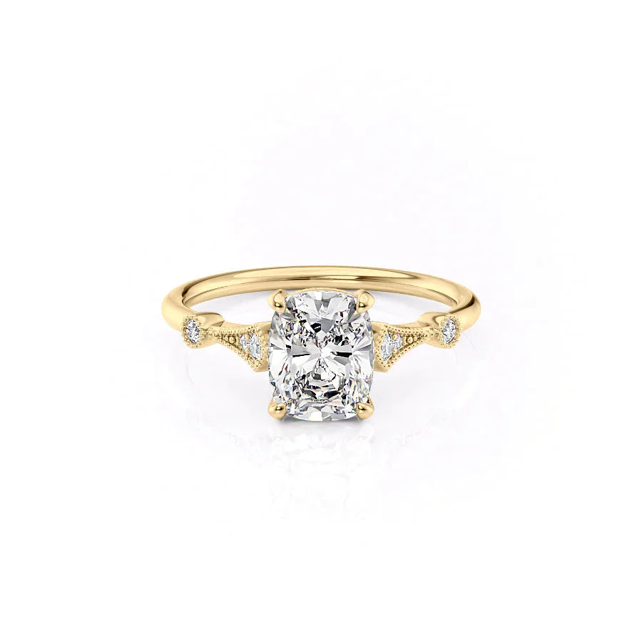 The Amber Set With A 1 Carat Elongated Cushion Lab Diamond