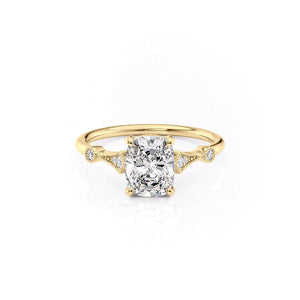 The Amber Set With A 1 Carat Elongated Cushion Moissanite