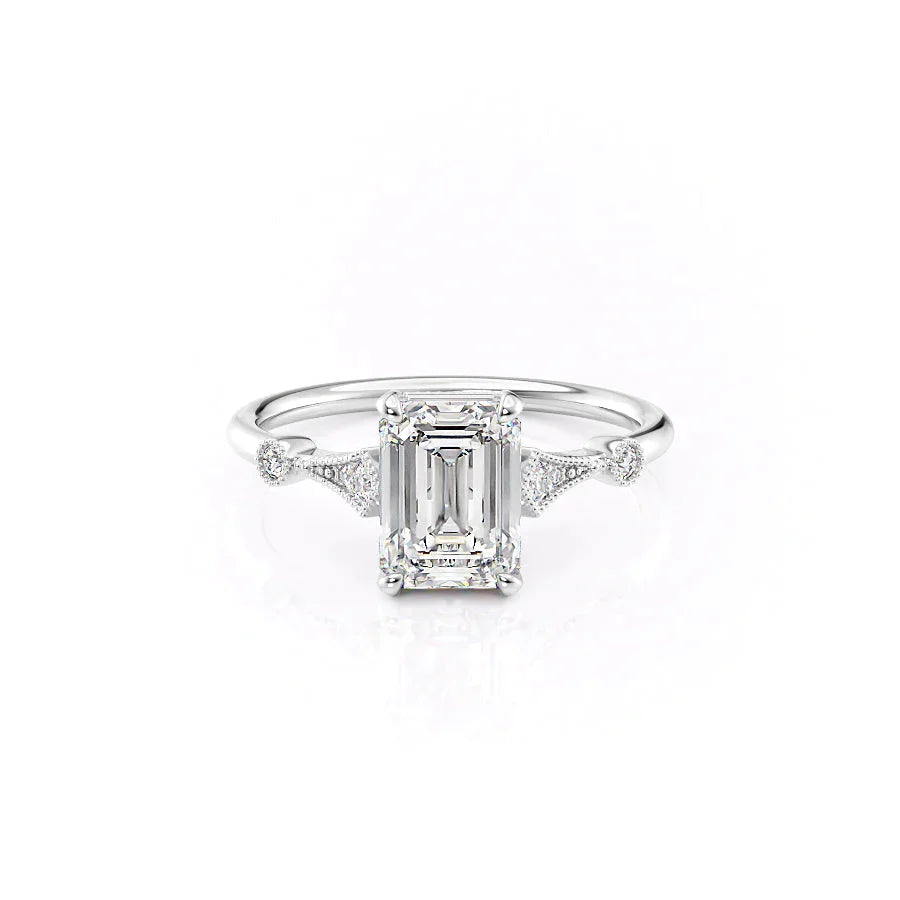 The Amber Set With A 1 Carat Emerald Moissanite