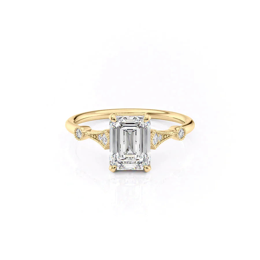 The Amber Set With A 1 Carat Emerald Moissanite