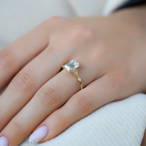 The Amber Set With A 3 Carat Emerald Lab Diamond