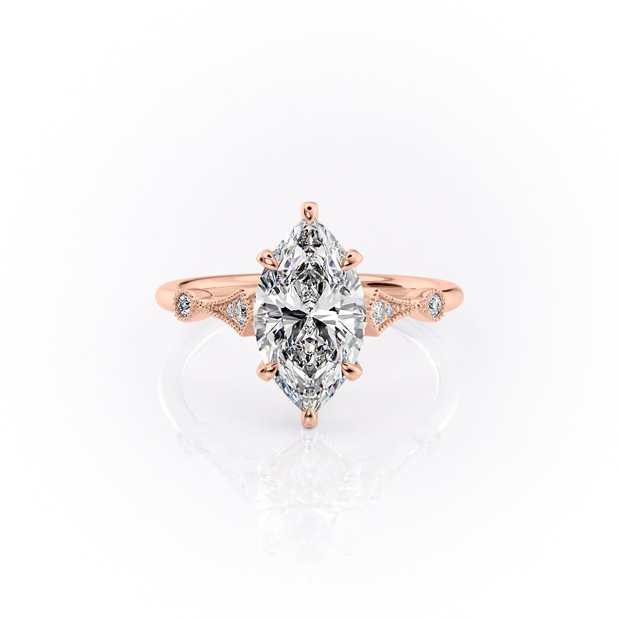 The Amber Set With A 1.5 Carat Marquise Lab Diamond