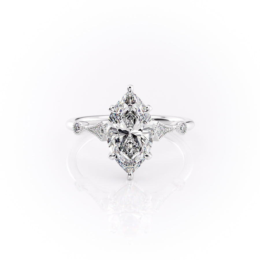 The Amber Set With A 3 Carat Marquise Lab Diamond