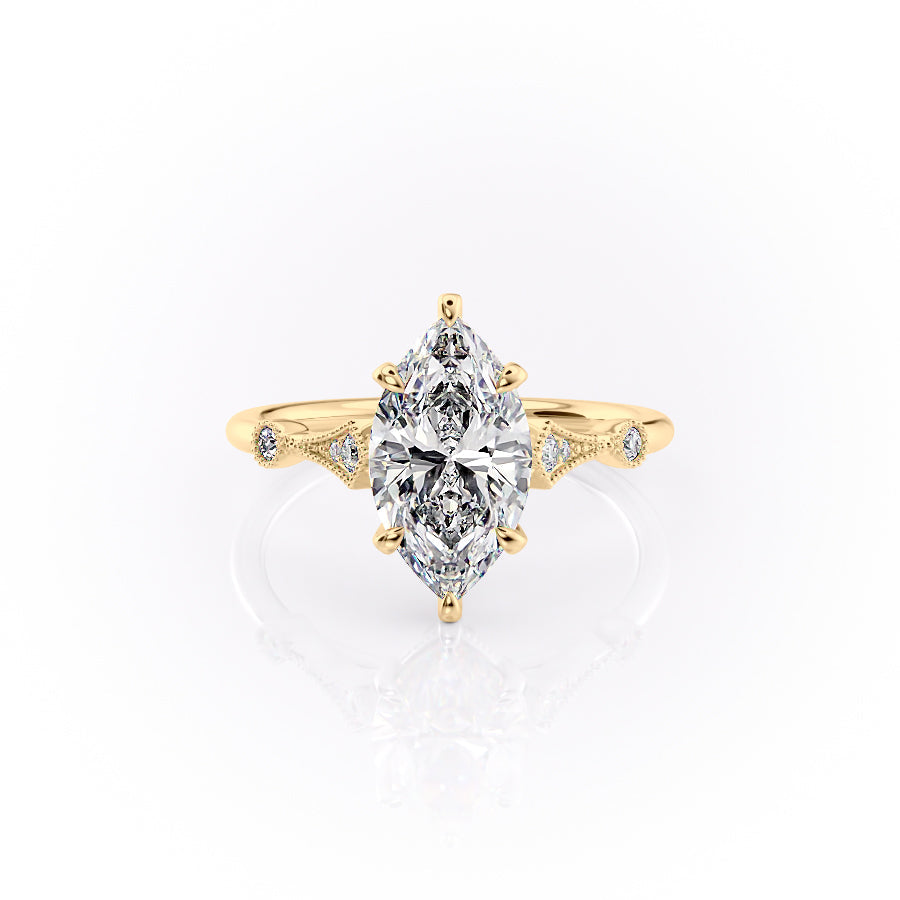The Amber Set With A 1.5 Carat Marquise Lab Diamond