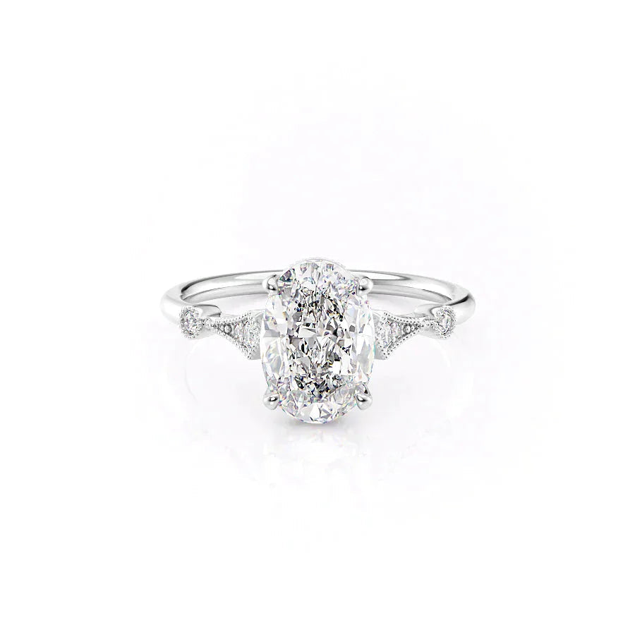 The Amber Set With A 1 Carat Oval Moissanite