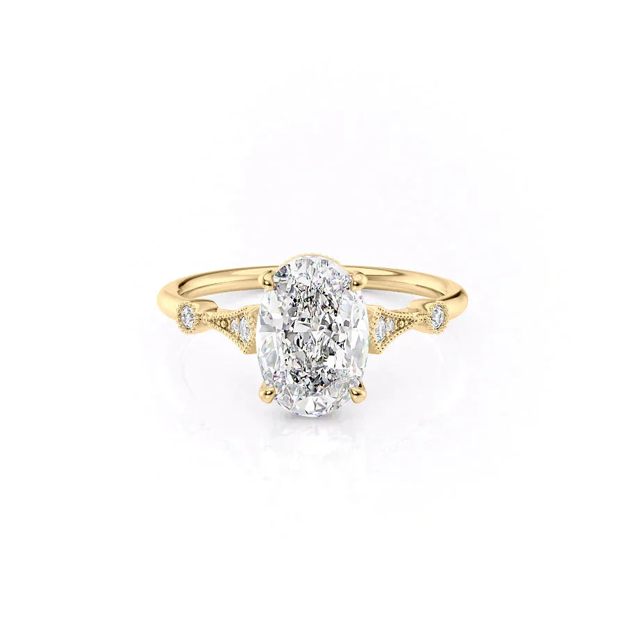 The Amber Set With A 3 Carat Oval Lab Diamond