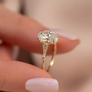The Amber Set With A 3 Carat Oval Lab Diamond