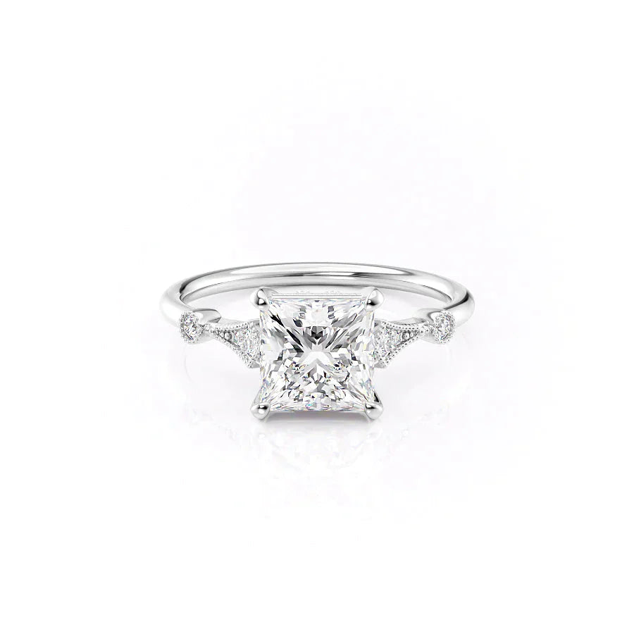 The Amber Set With A 3 Carat Princess Lab Diamond