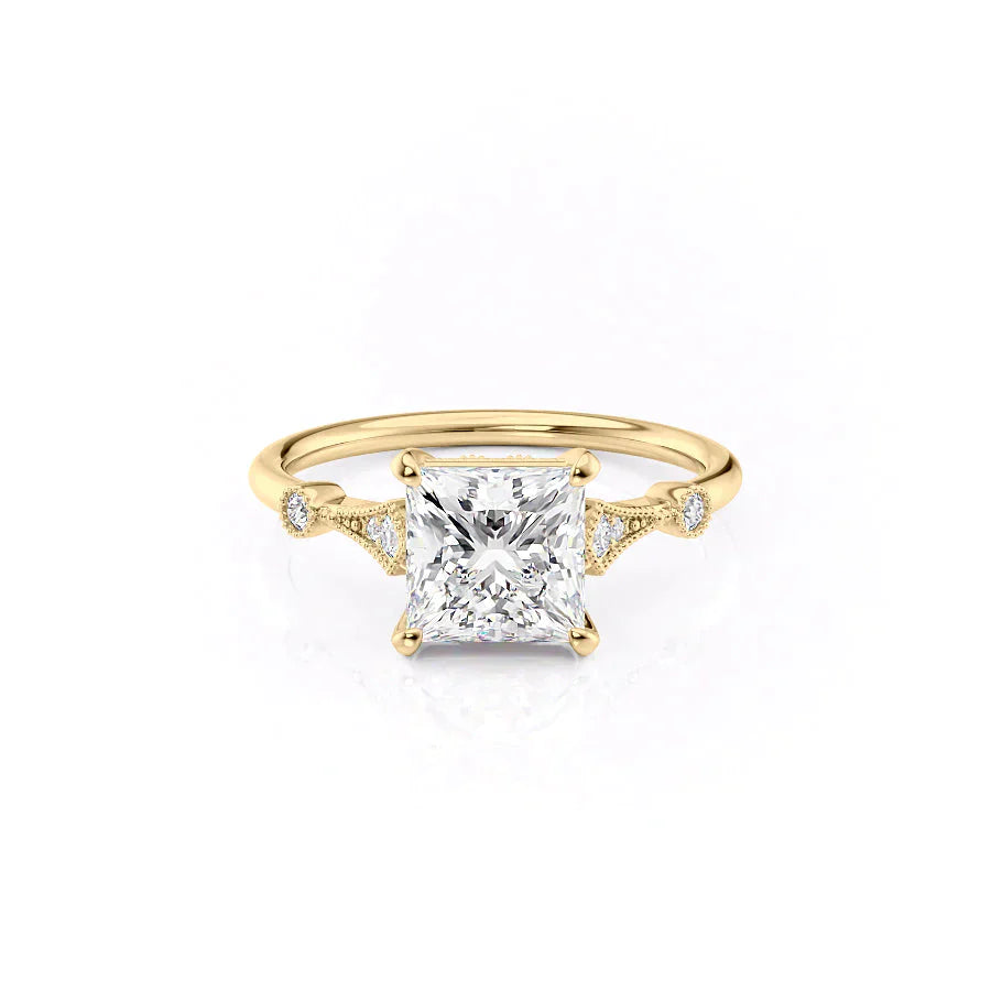 The Amber Set With A 1.5 Carat Princess Lab Diamond