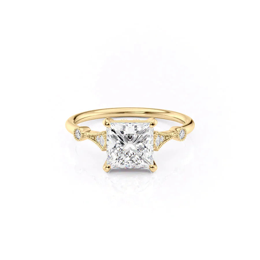 The Amber Set With A 1 Carat Princess Moissanite