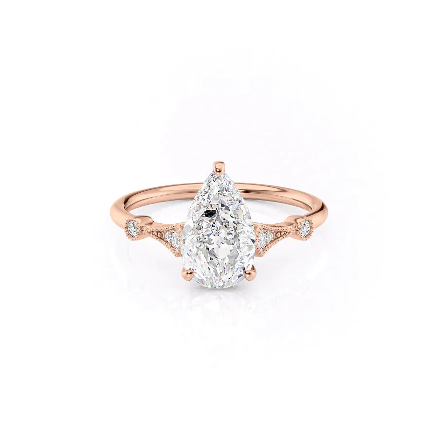 The Amber Set With A 1 Carat Pear Lab Diamond