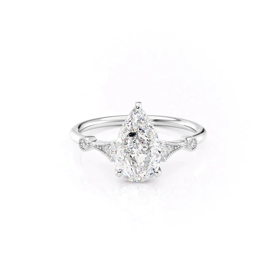 The Amber Set With A 1 Carat Pear Lab Diamond