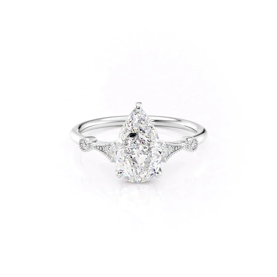 The Amber Set With A 1 Carat Pear Moissanite