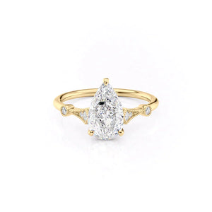 The Amber Set With A 3 Carat Pear Lab Diamond