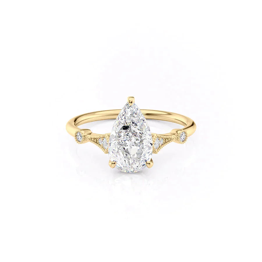 The Amber Set With A 2.5 Carat Pear Lab Diamond
