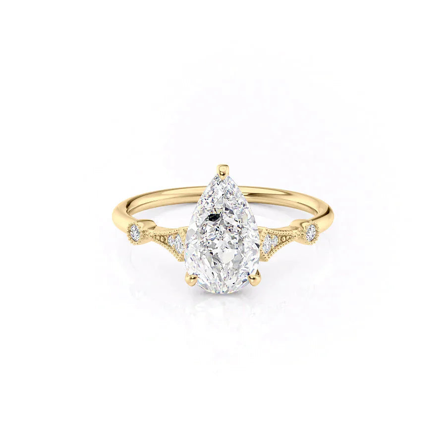 The Amber Set With A 1 Carat Pear Moissanite