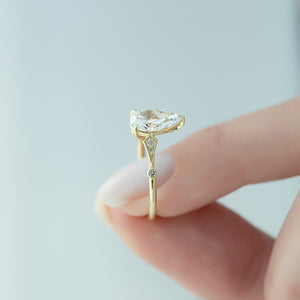 The Amber Set With A 2 Carat Pear Lab Diamond