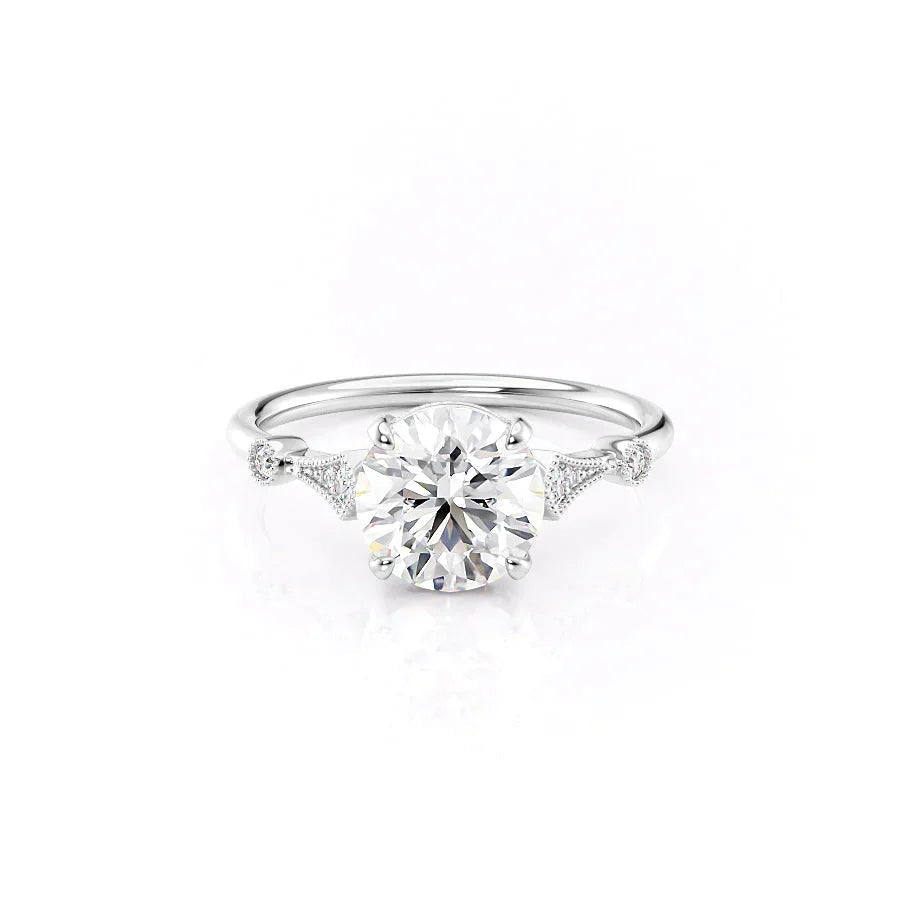 The Amber Set With A 1.5 Carat Round Moissanite