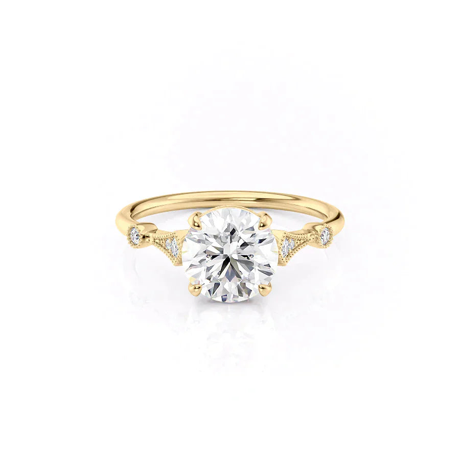 The Amber Set With A 1.5 Carat Round Lab Diamond