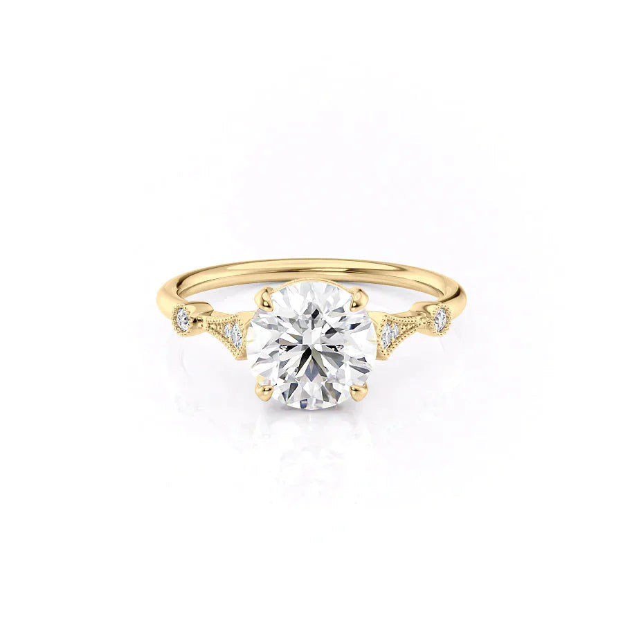The Amber Set With A 1.5 Carat Round Moissanite